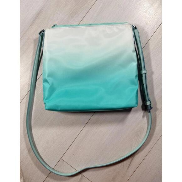 Kate Spade Jae Degrade Ombre Flat Crossbody Fiji Green Nylon - Picture 2 of 9